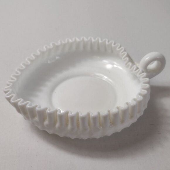 Fenton Milk Glass Hobnail Heart Shaped Handled Bon Bon Bowl‎ Dish Vintage - Picture 2 of 6